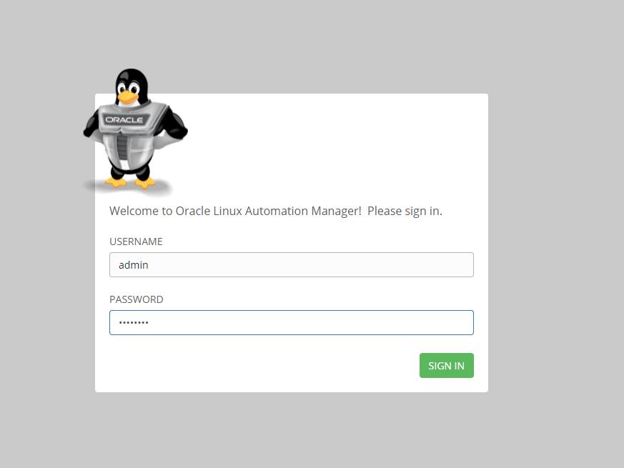 Oracle Automation Manager - Login
